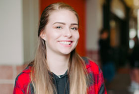 Female student smiling